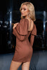 Load image into Gallery viewer, Brown Long Sleeves Bodycon Cocktail Dress