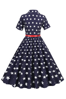 Printed 1950s Vintage Swing Dress