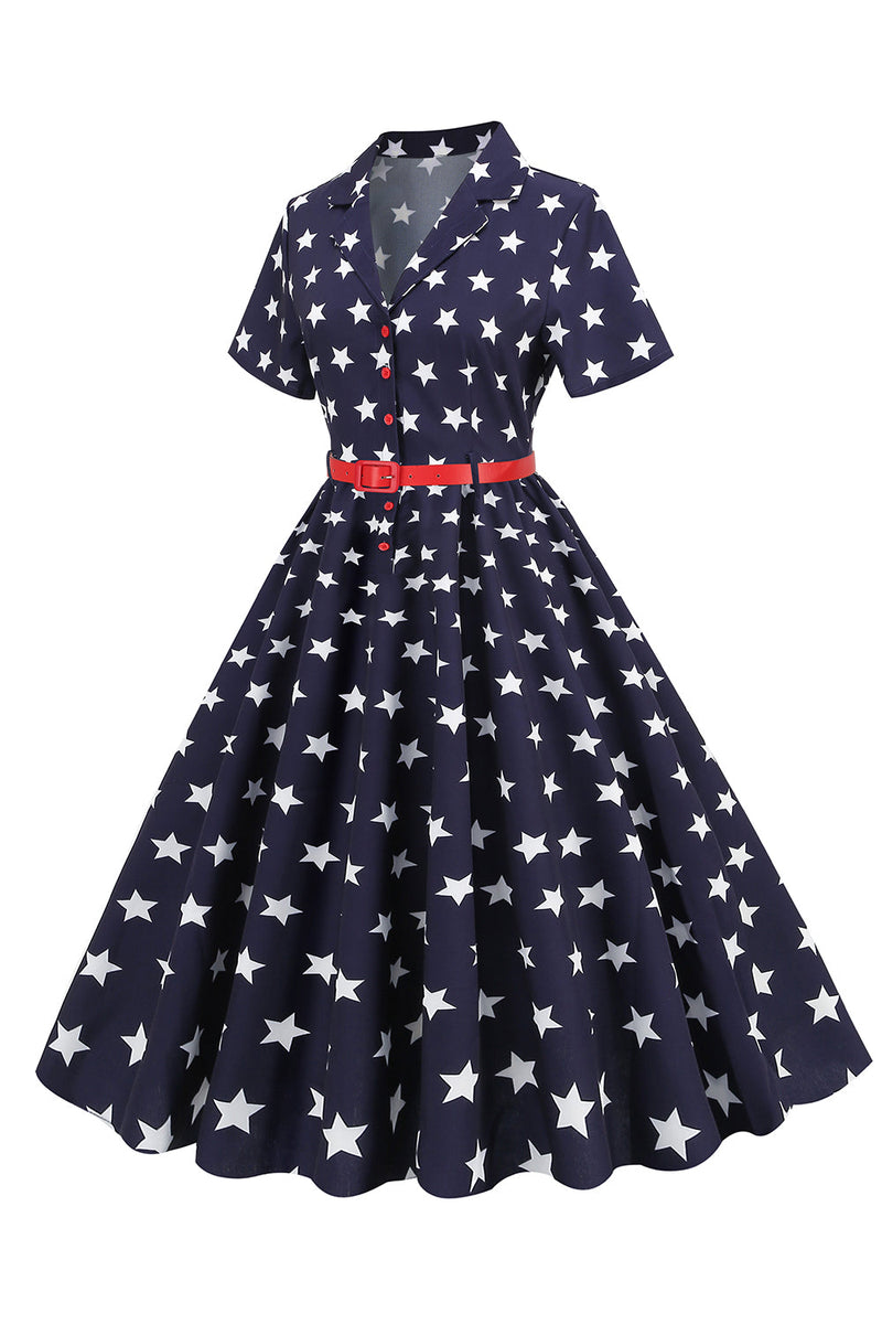 Load image into Gallery viewer, Printed 1950s Vintage Swing Dress