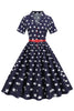 Load image into Gallery viewer, Printed 1950s Vintage Swing Dress