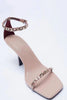 Load image into Gallery viewer, Metal Chain Square Toe Heel Sandals