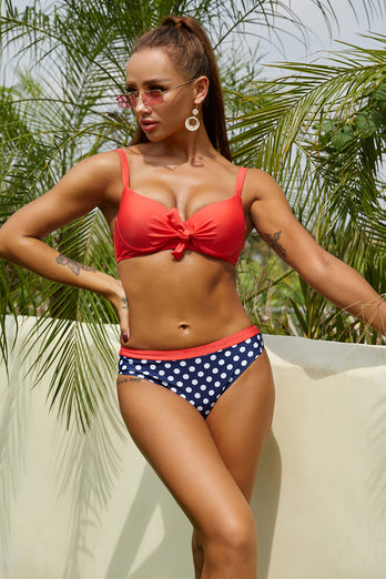Red and Polka Dots Two Pieces Swimsuit