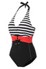Load image into Gallery viewer, Black Halter One Piece Swimwear