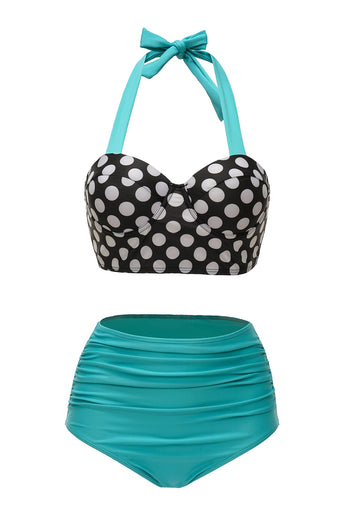 Two Piece High Waist Polka Dots Swimsuit