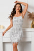 Load image into Gallery viewer, Silver Sequins Tight Graduation Dress with Fringes