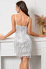 Load image into Gallery viewer, Silver Sequins Tight Graduation Dress with Fringes