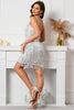 Load image into Gallery viewer, Silver Sequins Tight Graduation Dress with Fringes