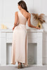 Load image into Gallery viewer, Champagne One Shoulder Sleeveless Prom Dress