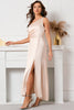 Load image into Gallery viewer, Champagne One Shoulder Sleeveless Prom Dress