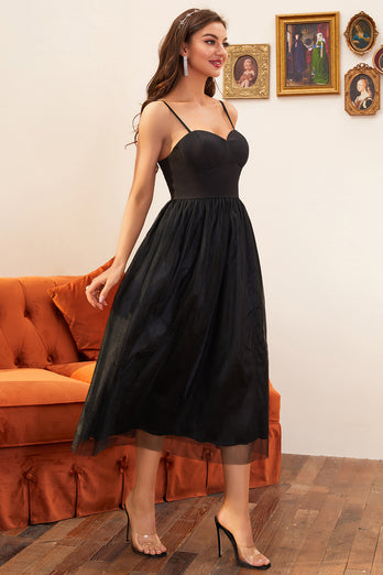 Black Spaghetti Straps Prom Dress