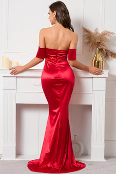 Red Off The Shoulder Mermaid Prom Dress