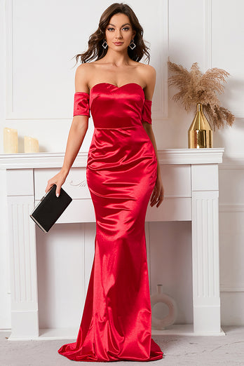 Red Off The Shoulder Mermaid Prom Dress