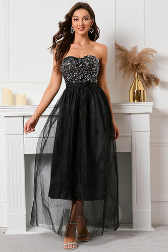 Black Sweetheart Beaded Prom Dress