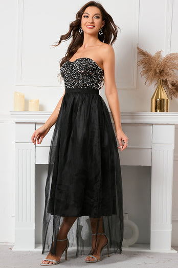 Black Sweetheart Beaded Prom Dress