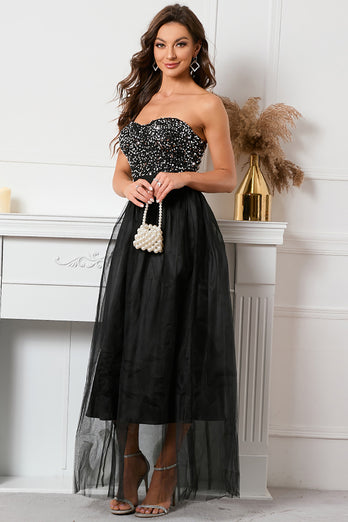 Black Sweetheart Beaded Prom Dress