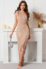 Load image into Gallery viewer, One Shoulder Rose Pink Sequined Party Dress with Tassels