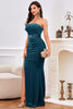 Load image into Gallery viewer, Ink Blue Sweetheart Mermaid Belted Prom Dress