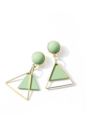 Green Geometric Fashion Earrings