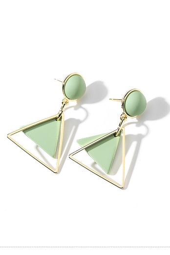 Green Geometric Fashion Earrings