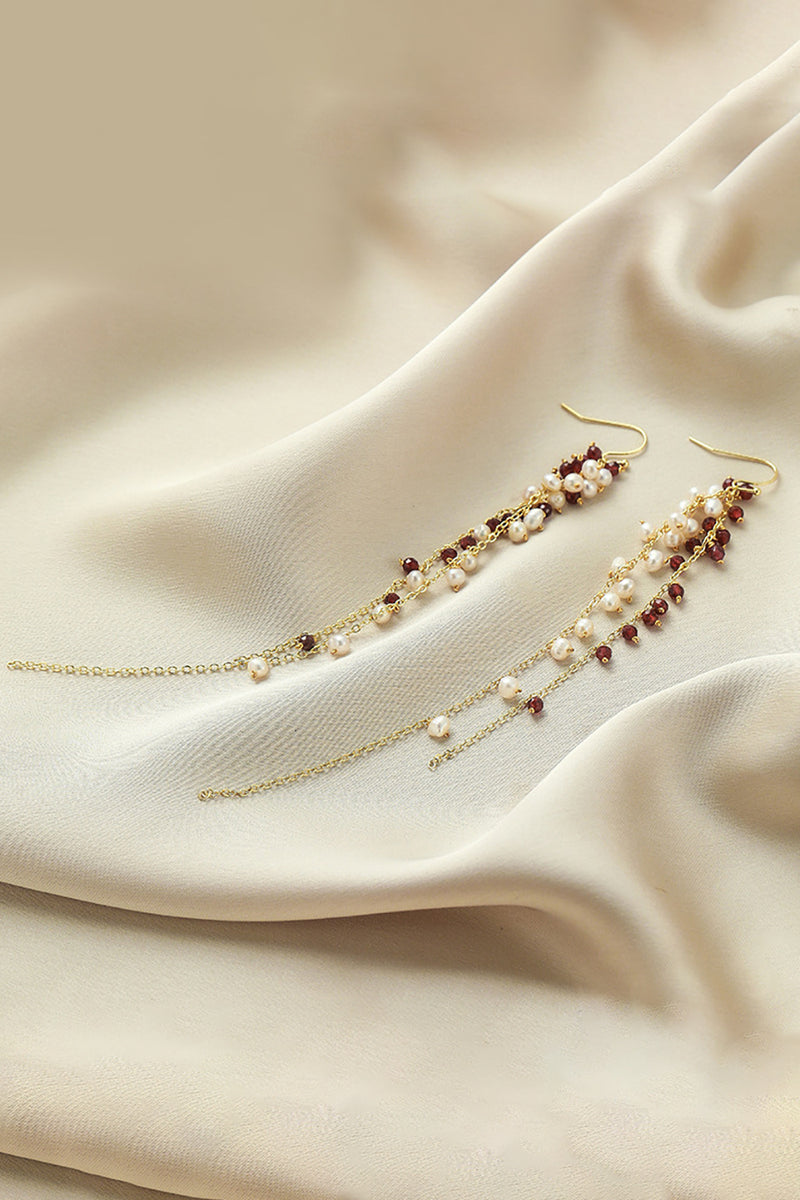Load image into Gallery viewer, Golden Freshwater Pearl Tassel Earrings