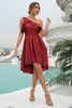 Load image into Gallery viewer, A Line High Low One Shoulder Coral Lace Dress