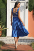 Load image into Gallery viewer, Blue Spaghetti Straps Printed Summer Dress