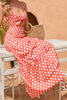 Load image into Gallery viewer, Red Polka Dots Summer Dress with Bow