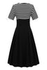 Load image into Gallery viewer, Black Stripes 1950s Swing Dress