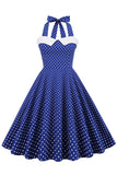 Halter Polka Dots Swing 1950s Dress