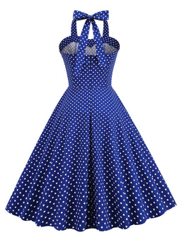 Halter Polka Dots Swing 1950s Dress