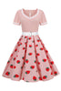 Load image into Gallery viewer, Blue Cherry Printed Vintage 1950s Dress