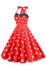 Load image into Gallery viewer, Retro Style Halter Navy Vintage Dress
