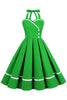 Load image into Gallery viewer, Halter Black 1950s Swing Dress
