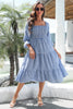 Load image into Gallery viewer, Blue Plaid Off Shoulder Summer Dress
