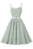 Load image into Gallery viewer, Green Printed Spaghetti Straps 1950s Dress