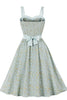 Load image into Gallery viewer, Green Printed Spaghetti Straps 1950s Dress