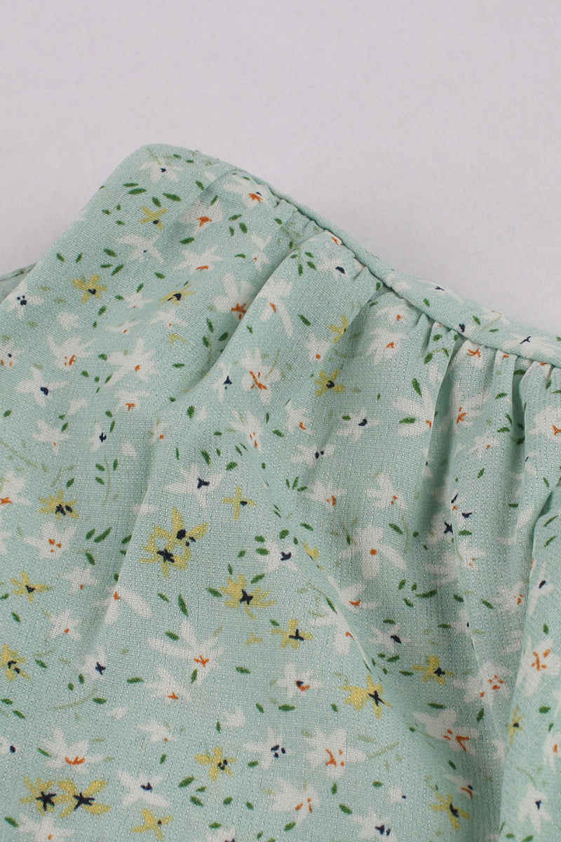 Load image into Gallery viewer, Green Printed Summer Vintage Dress