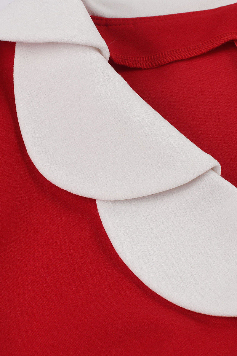 Load image into Gallery viewer, Red Lapel Neck 1950s Swing Dress