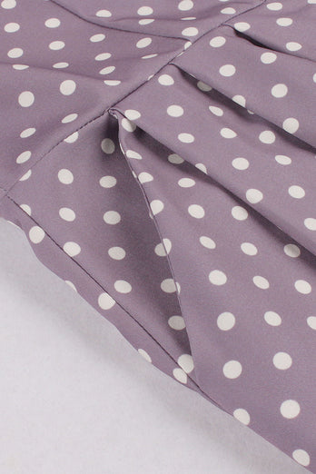 Purple Polka Dots 1950s Dress with Belt