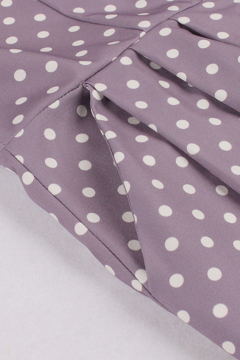 Load image into Gallery viewer, Purple Polka Dots 1950s Dress with Belt