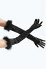 Load image into Gallery viewer, Black Gatsby Party Gloves With Feathers