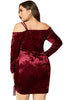 Load image into Gallery viewer, Plus Size Burgundy Velvet Dress with Long Sleeves