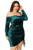 Load image into Gallery viewer, Plus Size Burgundy Velvet Dress with Long Sleeves