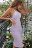 Load image into Gallery viewer, Sheath Halter Neck Purple Summer Dress with Silt