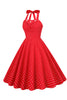 Load image into Gallery viewer, Retro Style Halter Red Polka Dots 1950s Dress