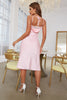 Load image into Gallery viewer, Sheath Spaghetti Straps Pink Midi Graduation Dress