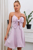 Load image into Gallery viewer, A Line Spaghetti Straps Purple Short Graduation Dress