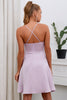 Load image into Gallery viewer, A Line Spaghetti Straps Purple Short Graduation Dress