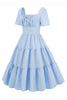 Load image into Gallery viewer, Light Blue Polka Dots Swing 1950s Dress