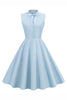 Load image into Gallery viewer, Light Blue Solid A-line 1950s Dress wit Buttons